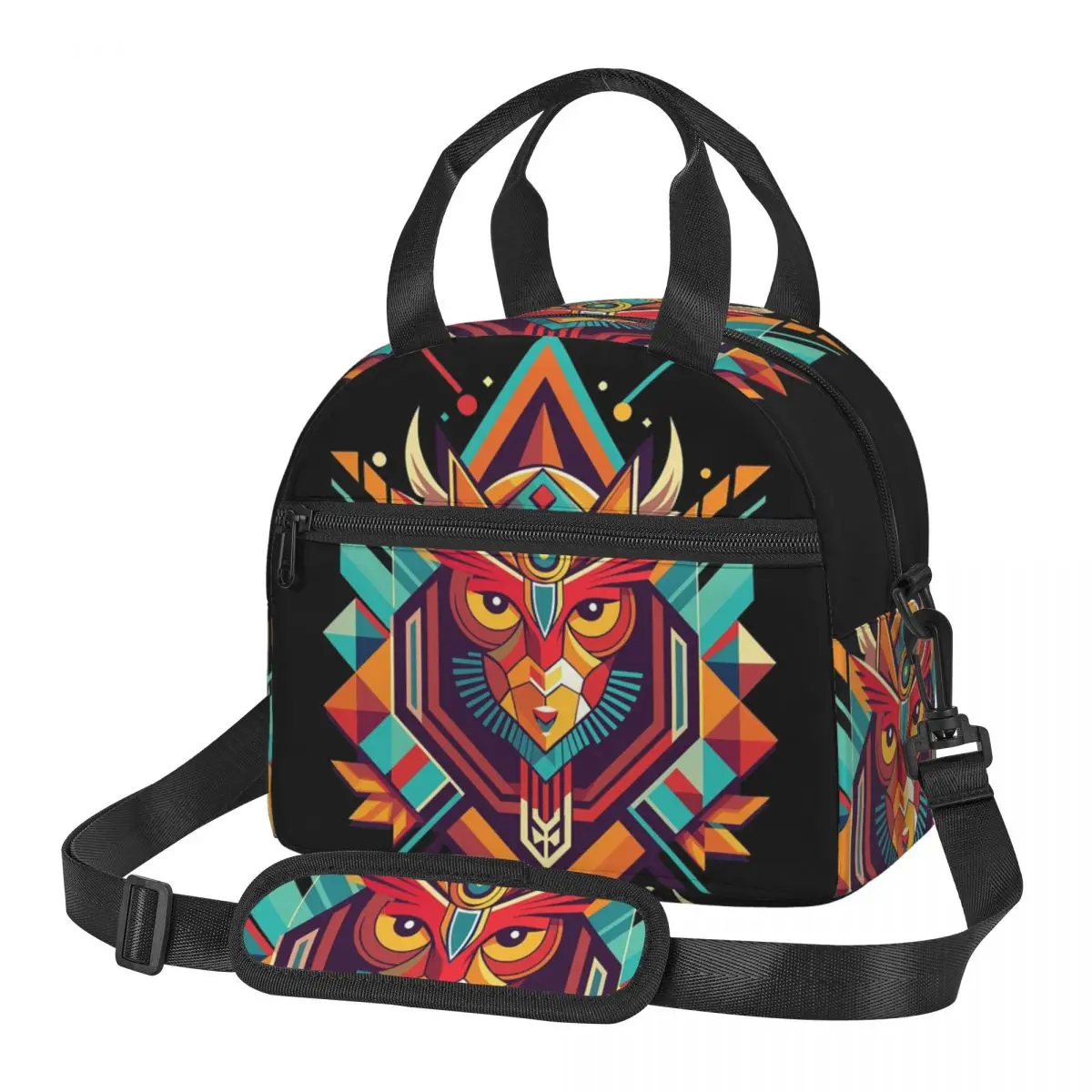 Native Mandala Owl American Lunch Bags Insulated Bento Box Lunch Tote Leakproof Picnic Bags Thermal Bag for Woman Children Work