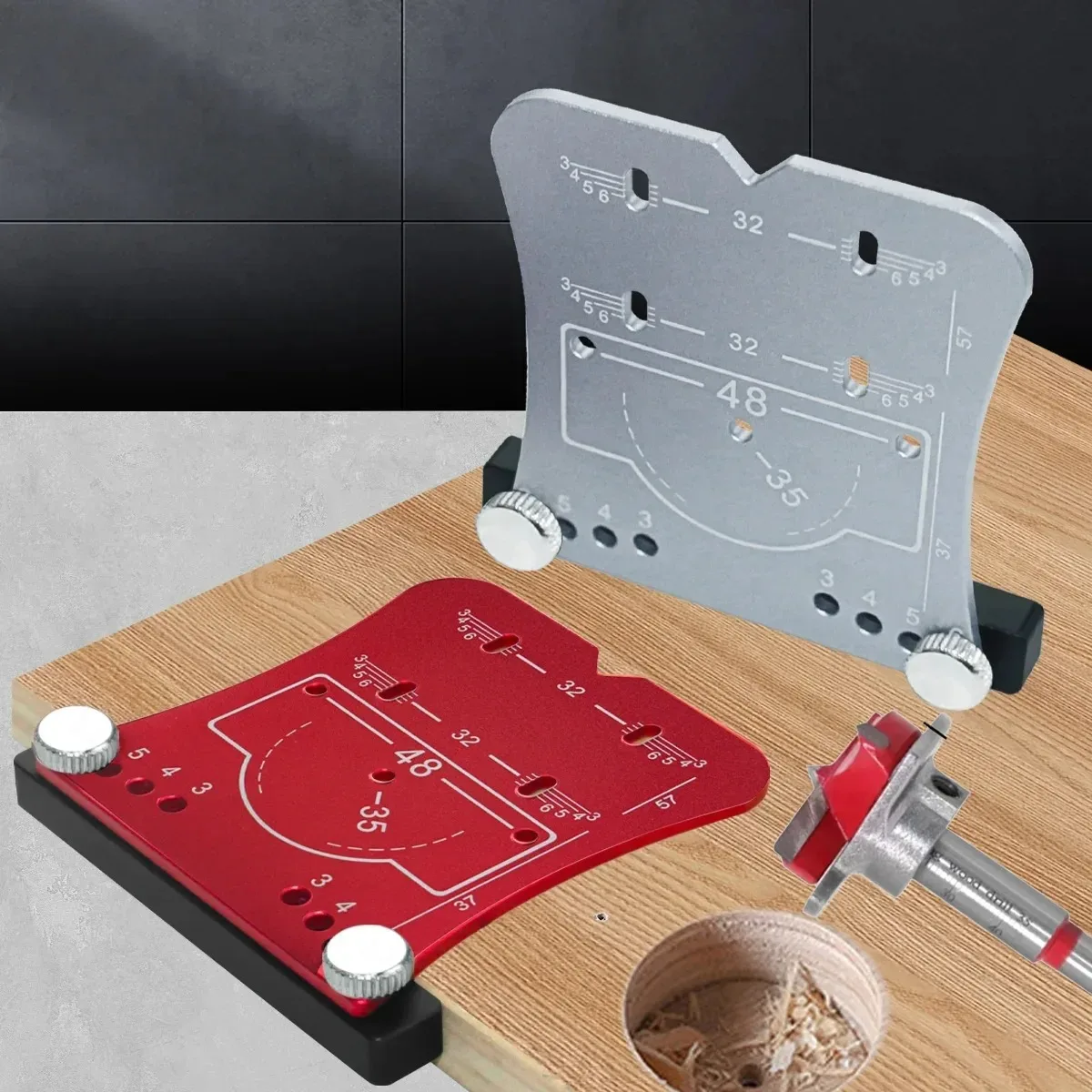 Aluminum Alloy 35mm Hinge Drilling Locating Plate - Special Door Hinge Positioning Template, Suitable for Straight Arm & Medium
