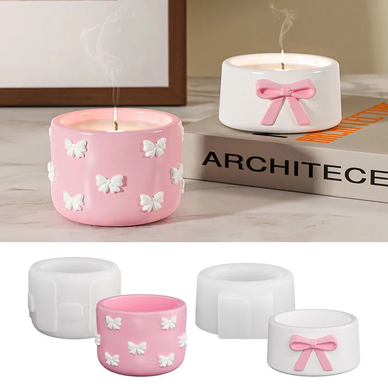 

2Pcs DIY Bow Storage Jar Silicone Mold Plaster Storage Cup Ornaments Epoxy Resin Mould for Home Decor Making DIY Craft Gift