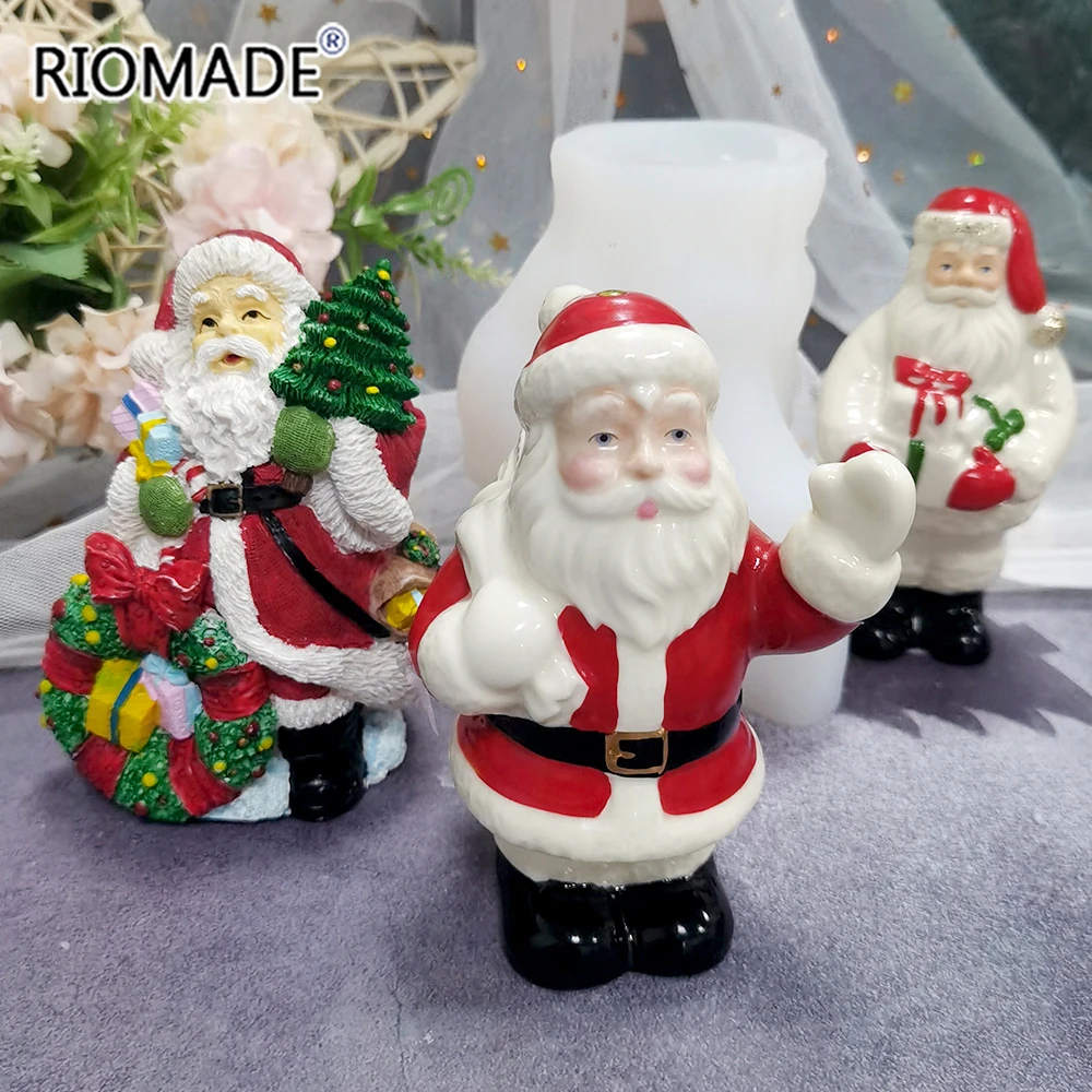 New 3D Santa Claus Candle Mold Christmas Decor Ornaments Silicone Mould DIY Crafts Aromatherapy Gypsum Resin Clays Making Tools