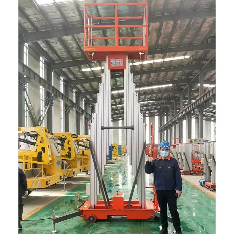 Small Indoor Electric Elevator Double Column Aluminum Alloy Mobile Work Vehicle Hydraulic Automatic Lifting Platform Lift Tables