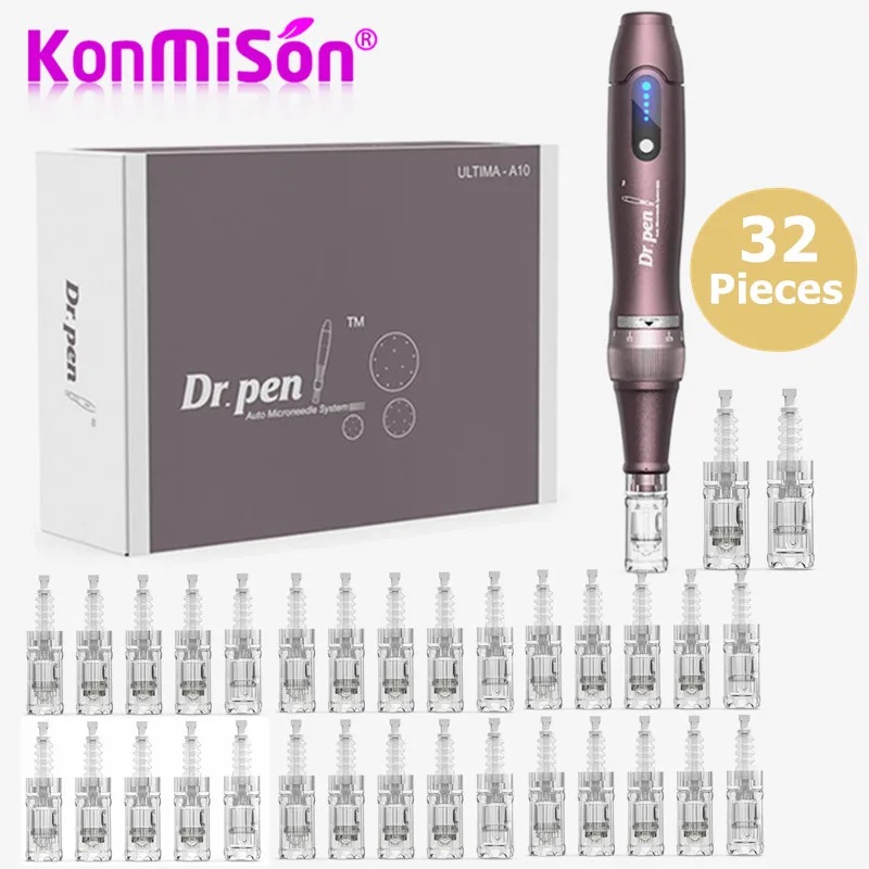 Profession elle drahtlose dr pen a10 mit 32 stücke patronen nadeln micro needling derma pen haut aufhellende falten entfernung für spa