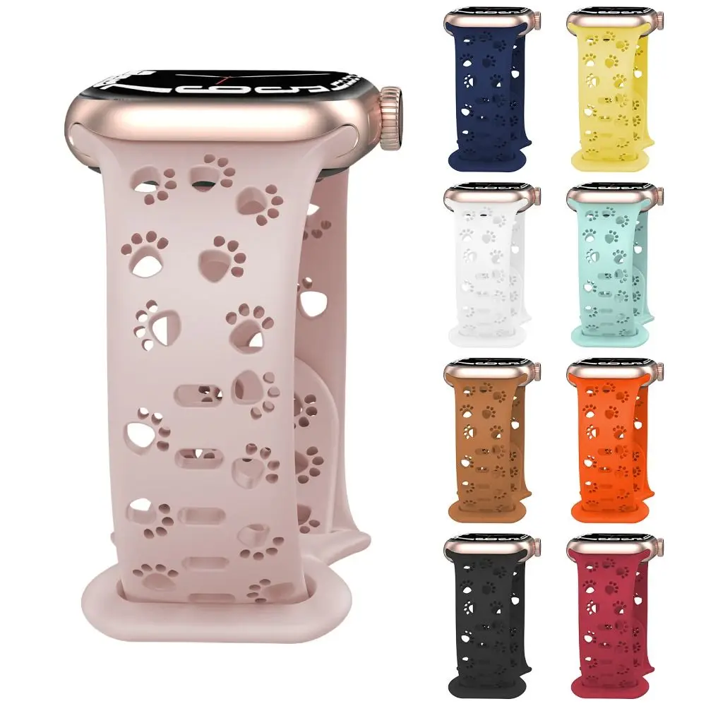 ساعة جوفاء ، سوار ساعة سيليكون بلون واحد ، مطبوعات الكعب ، سوار معصم لسلسلة iWatch SE 8 7 6 5 ، 44: 42 حزام