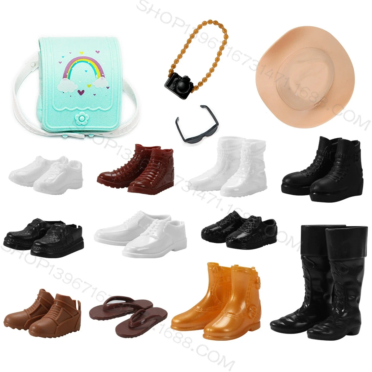 15 個のアクセサリー男性人形プリンセスケンファッション帽子ギターレザースニーカースリッパブーツ 30 センチメートルケン人形アクセサリー用
