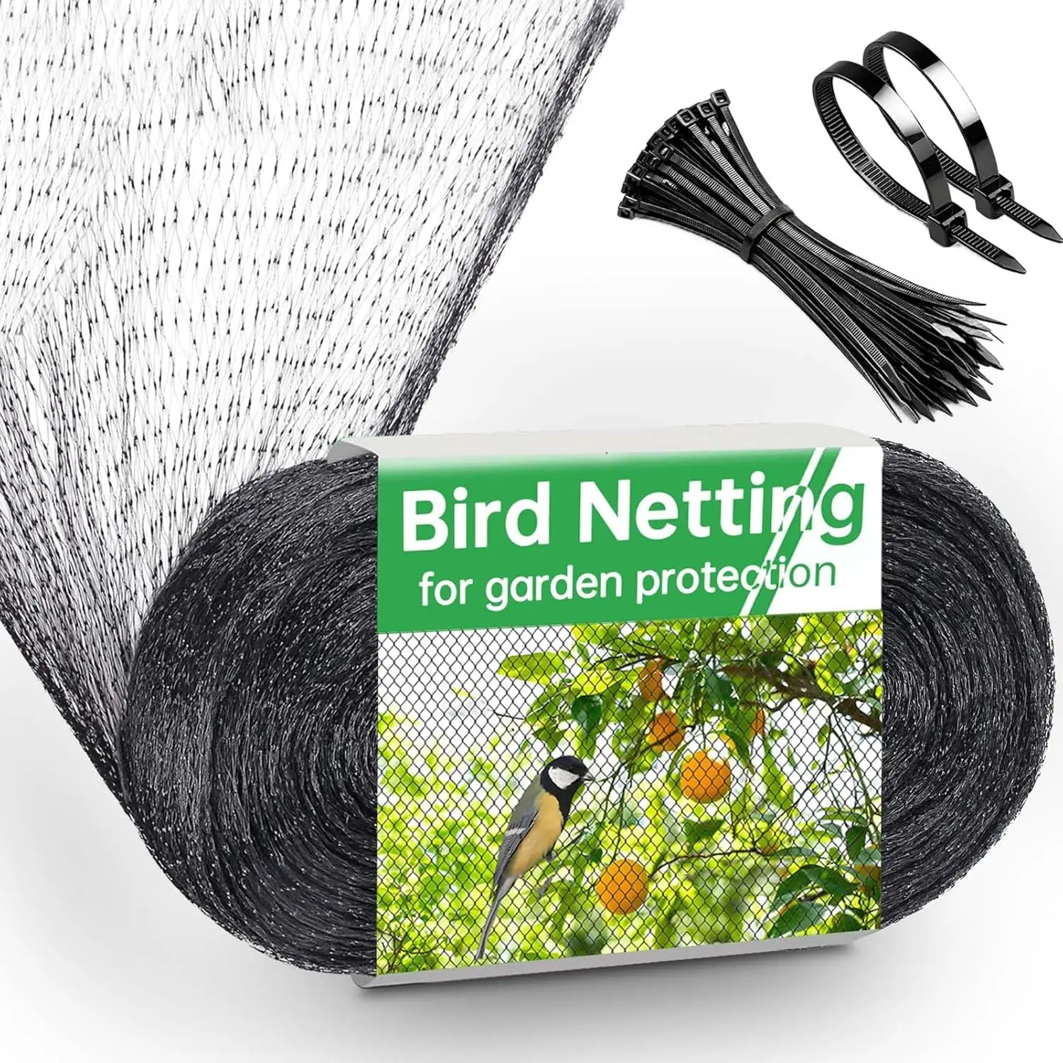 

13x32FT Bird Netting for Garden, 0.8" Mesh, Protect Plants & Fruit Trees, Black with 50 Cable Ties