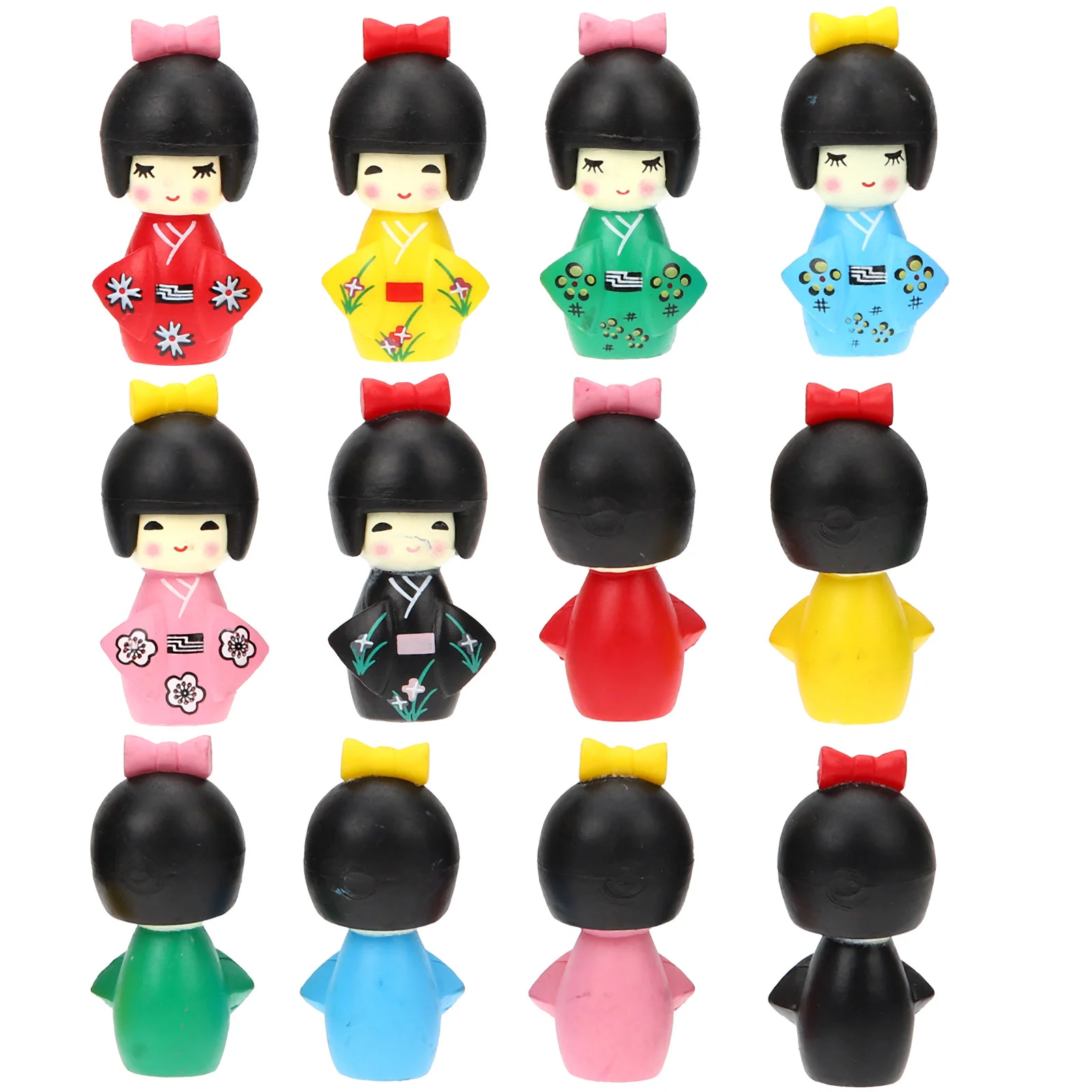 12 Pcs Japanese Kimono Girl Ornaments Geisha Miniatures Figurines Baby Plaything Handicraft Decoration Cake