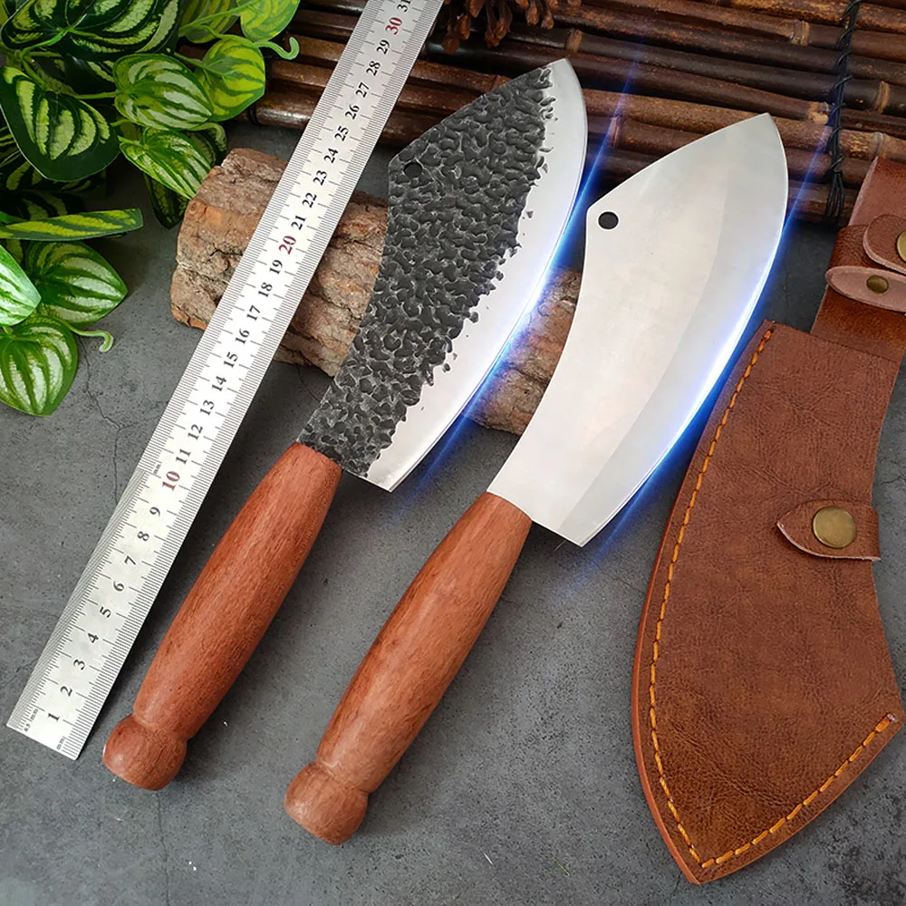 Forged Butcher Knife Meat Fish Cleaver Knife 5Cr15mov Slicing Cutter Tools Professional Chopping Chef Knife With Sheath