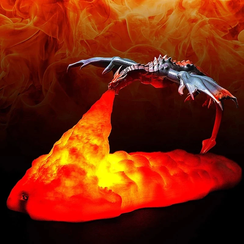 

3D Printed Volcano Dragon Lamps Night Light Moon Light Kids Sleep Accompany USB Rechargeable For Children Christmas Gift