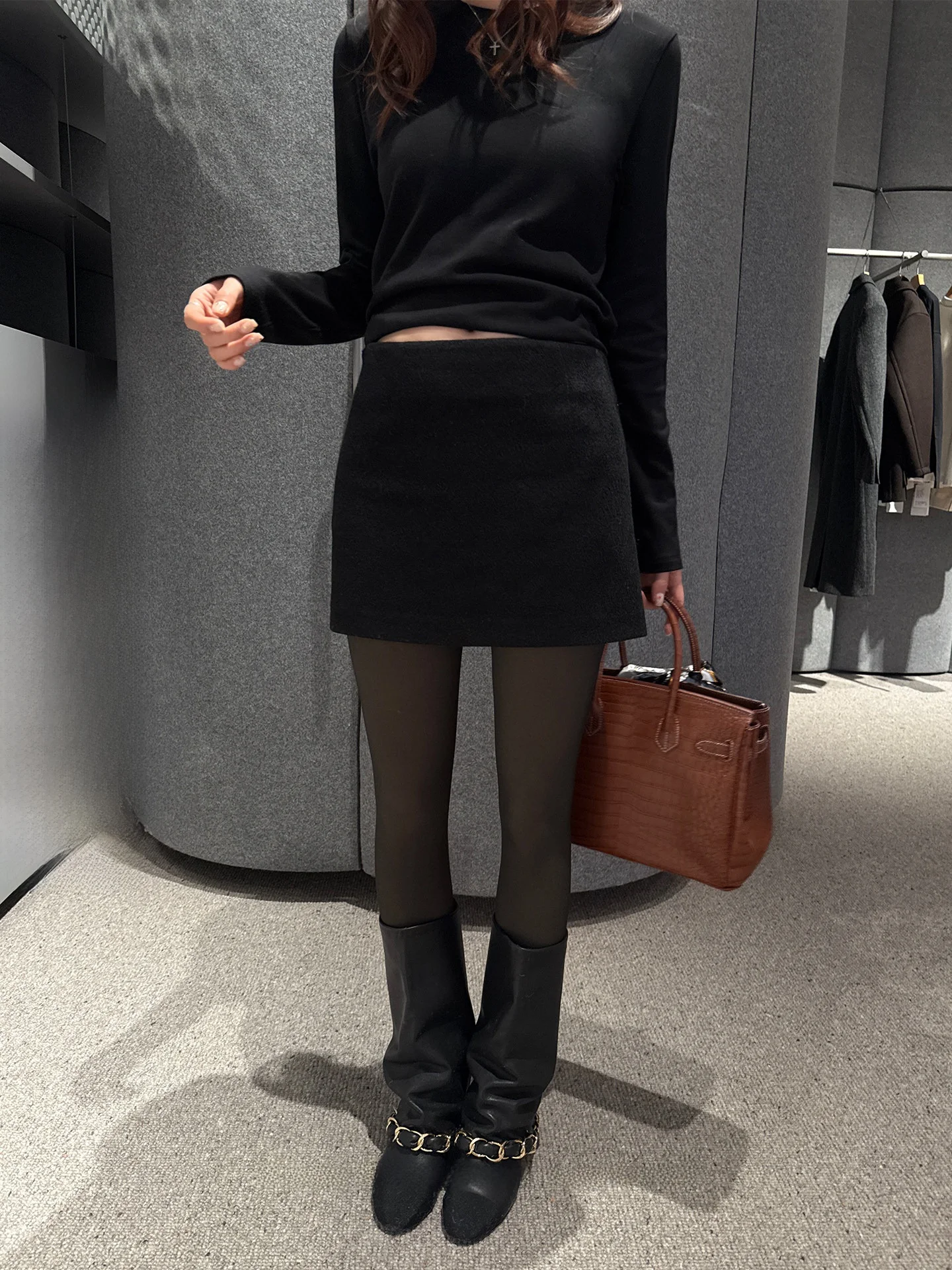 

Xzichic Шерстяная кружевная юбка для женщин, осенне-зимняя, прямая, укороченная, повседневная, с завышенной талией, модная новинка