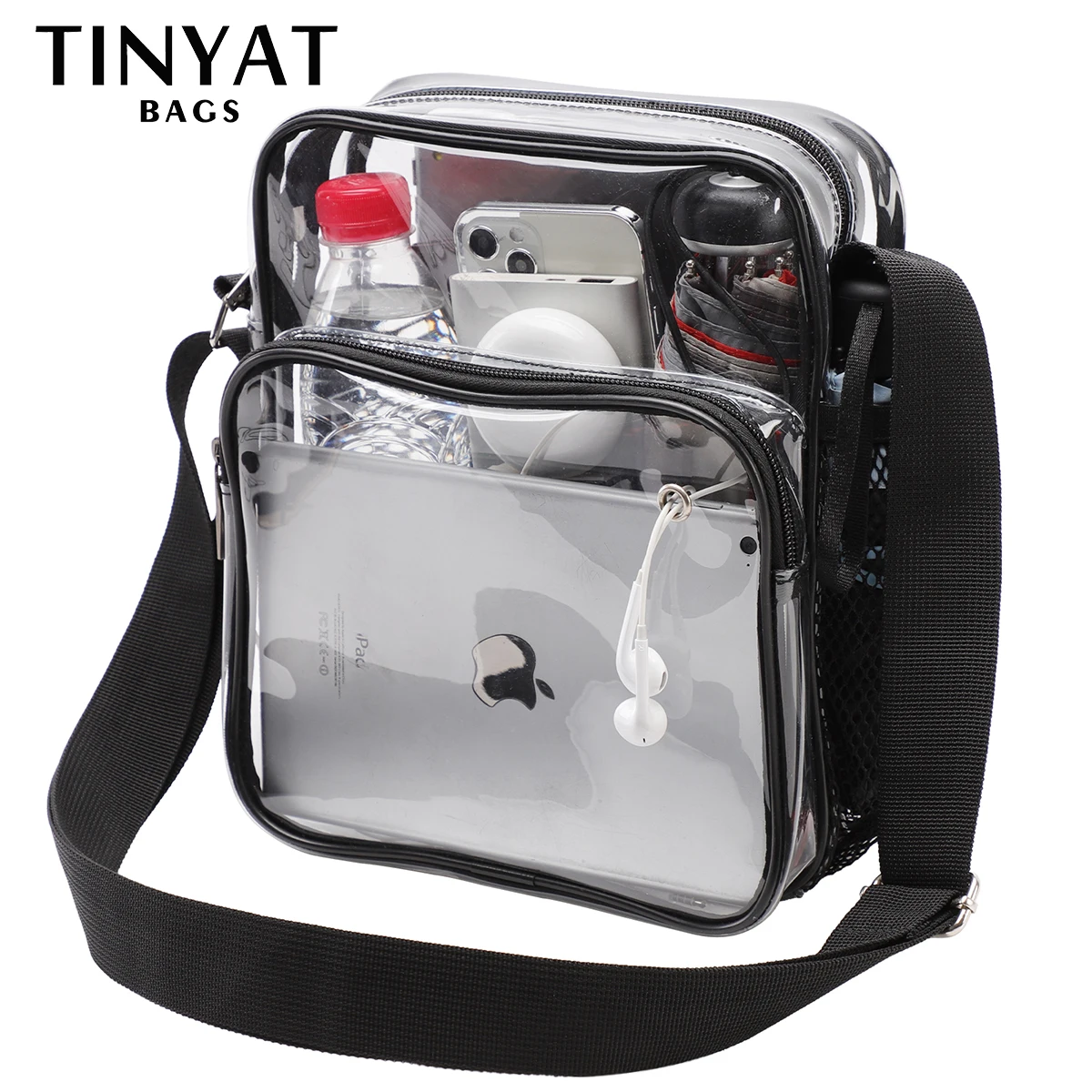 Imagem -02 - Tinyat Claro Bolsa de Ombro para Mulheres à Prova Impermeável Água Pvc Transparente Homem Sling Bolsa do Telefone Bolsa de Viagem Crossbody para Alça Ajustável