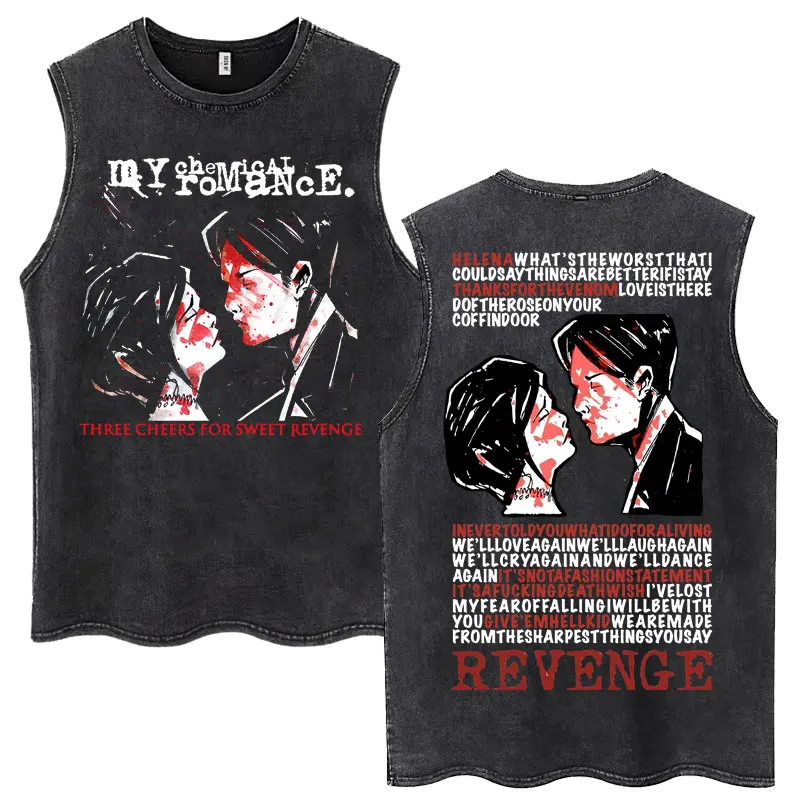 My Chemical Romance Vintage Washed Tank Tops Men Women Harajuku Cool Sleeveless T-shirts Hip Hop 100% Cotton T-Shirt Streetwear