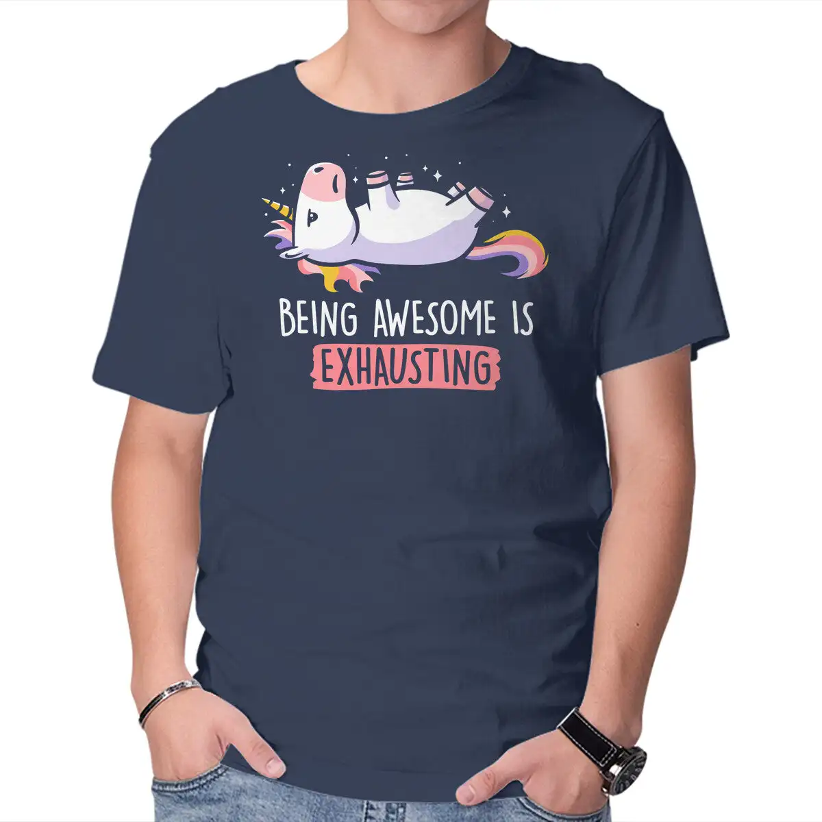 Being Awesome Is Exhausting Anime Graphic T-shirts for Men Clothing Women Short Sleeve Tees New Arrivals Unisex Summer