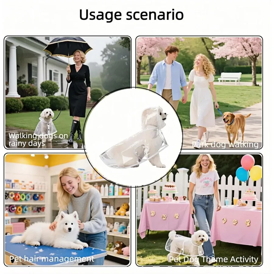 واضح الكلب معطف واقي من المطر للكلاب المتوسطة الصغيرة معطف واق من المطر مقاوم للماء الثقيلة مع ثقب المقود المخفية وقابل للتعديل يستقر الحيوانات الأليفة مقنعين الرأس #4