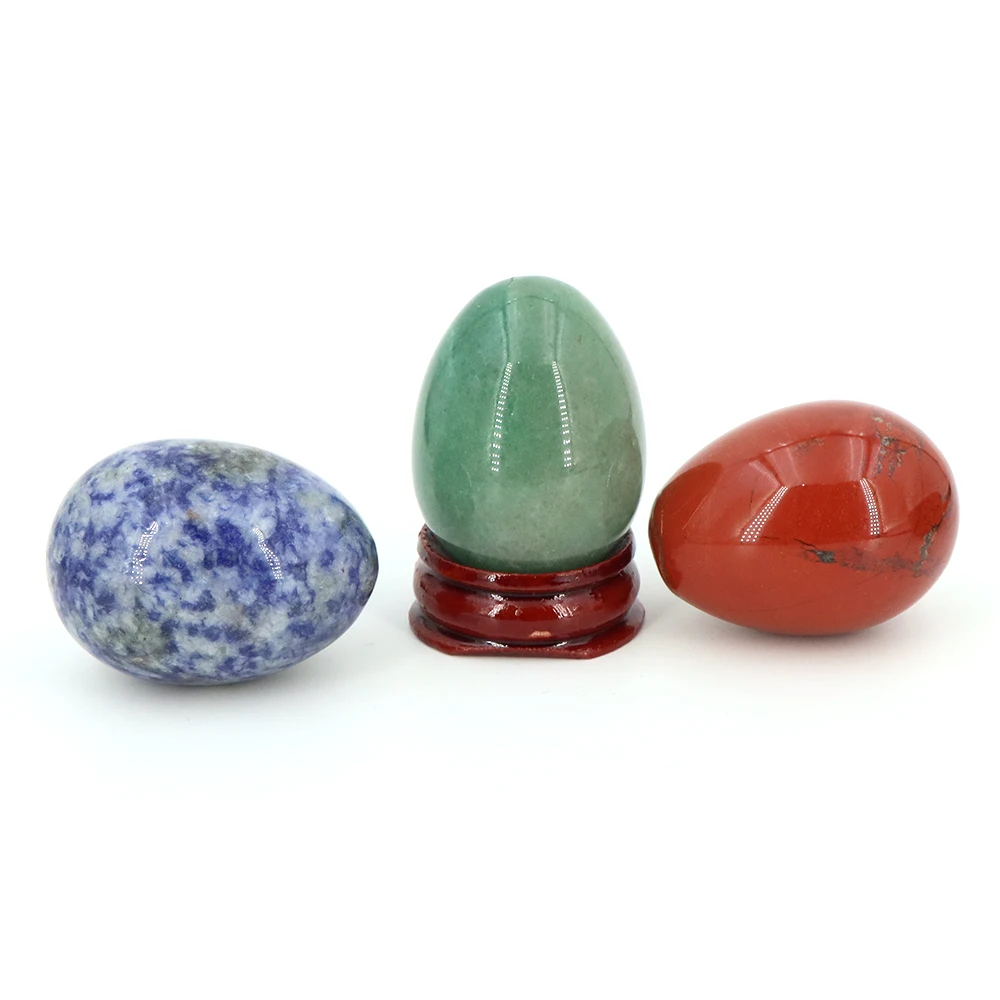 30x40mm Natural Crystal Egg Shape Stone Mini Polished Amethyst Opalite Chakra Gemstone Yoni Egg Decorative Art for Easter Gifts