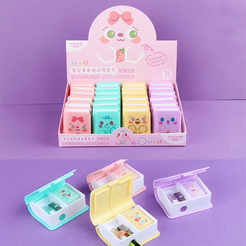 

Kawaii Mini Portable Cute Pencil Sharpener Mini Sketch Pencil Eraser Set Cute Cartoon Multifunctional Stationery Study Supplies