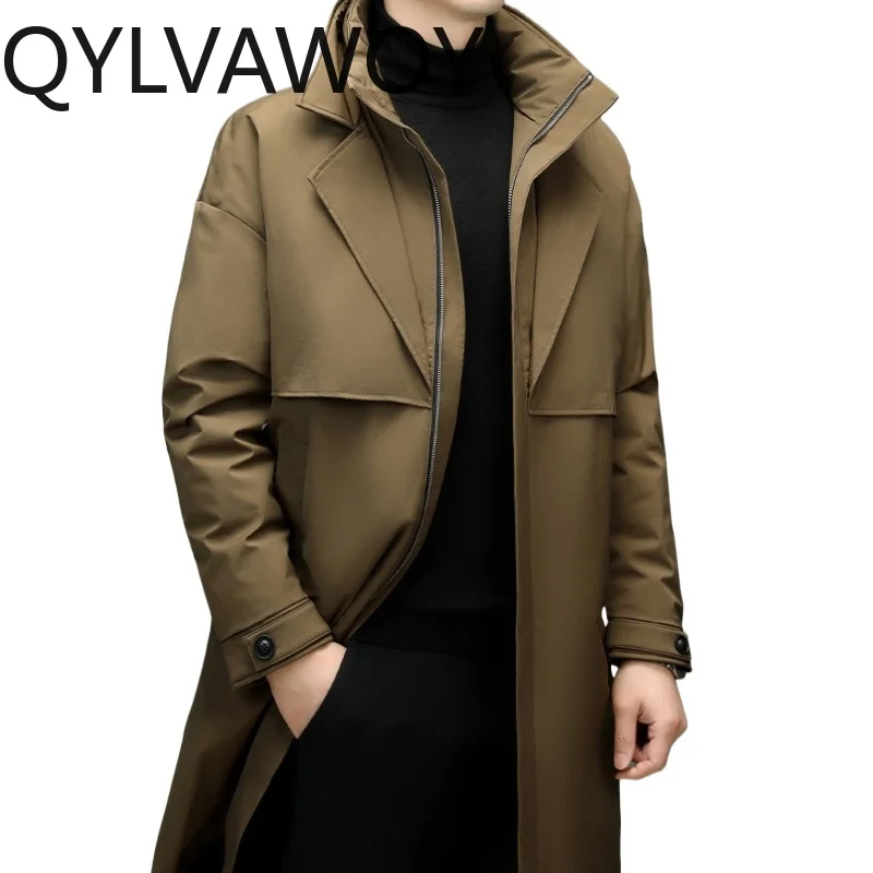 QYLVAWOY 90% Duck Down Coats for Man Fashionable Korean Style Mid-length Mens Winter Coat Casual Down Jackets Casacos Masculino