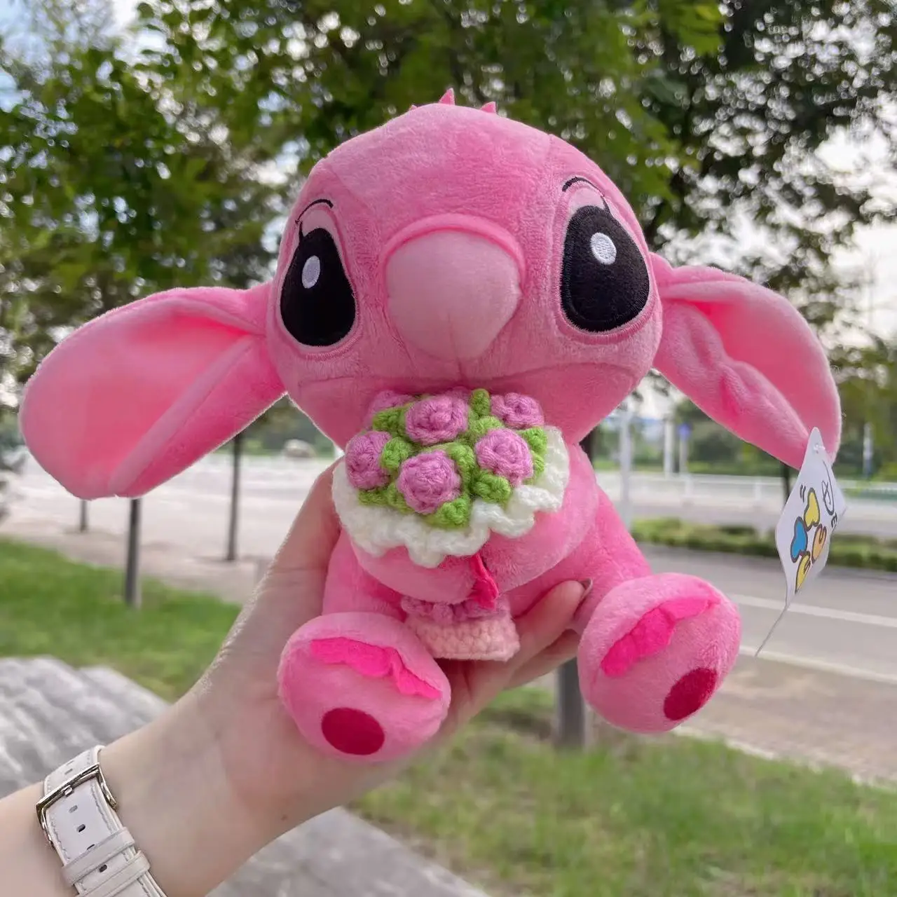 Anime Lilo & Stitch coppia modelli Cartoon farcito peluche bambole Anime peluche giocattoli per bambini ciondolo giocattoli Kawaii bambini regalo di compleanno
