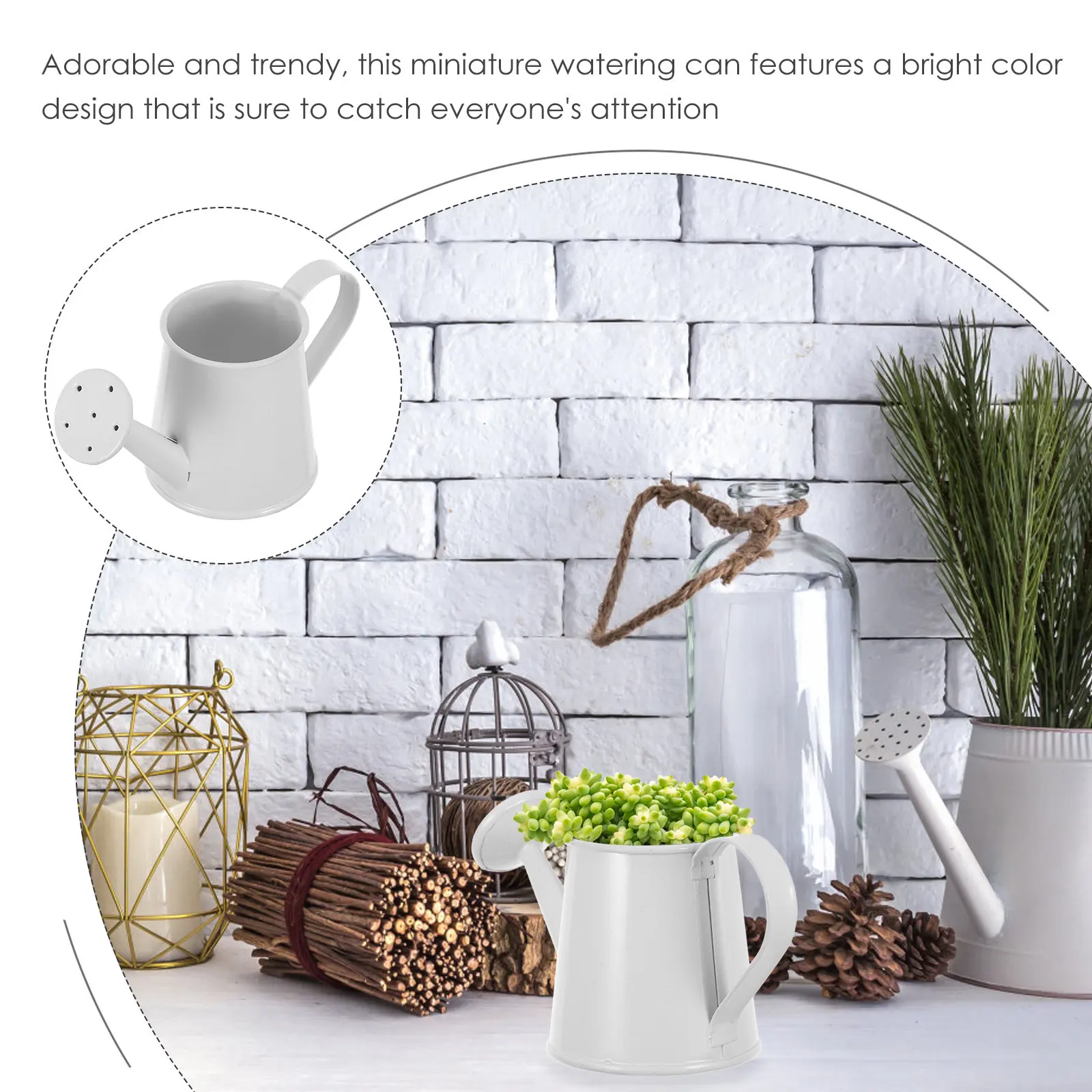 Miniature Watering Can Iron Material for Tiny Succulents Desk Shelf Decor Plant Care Tool Warm Inviting Design Mini Garden Water view 3