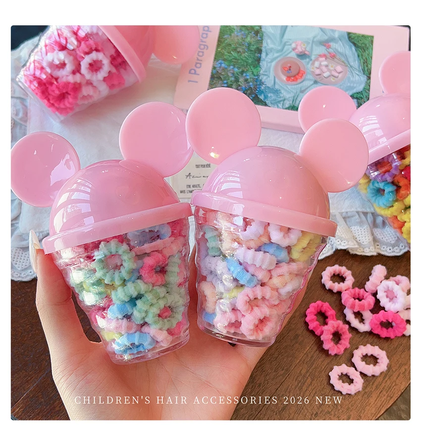 2026 Neueste 60 Stück/Box Solide Elastische Haargummis für Frauen Mädchen Kinder Makronen-Regenbogenfarben Kleinkind Scrunchies Pferdeschwanzhalter Geschenk – Detail 6
