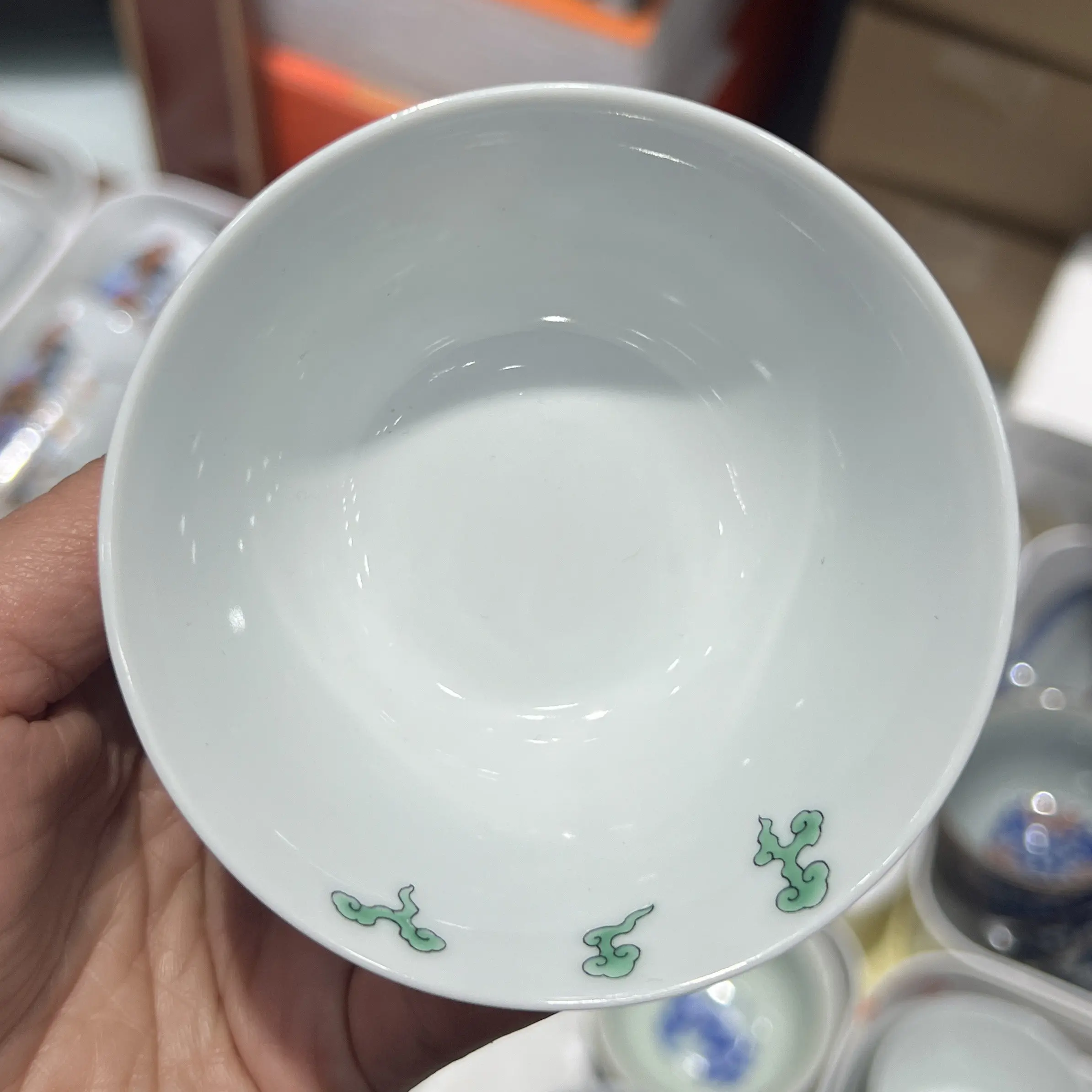 Jingdezhen Antique Ceramics Shuanglong Xiangyun Cup Single Cup Qinglong Pattern Tea Cup Set Egg-Shell Porcelain Tea Cup