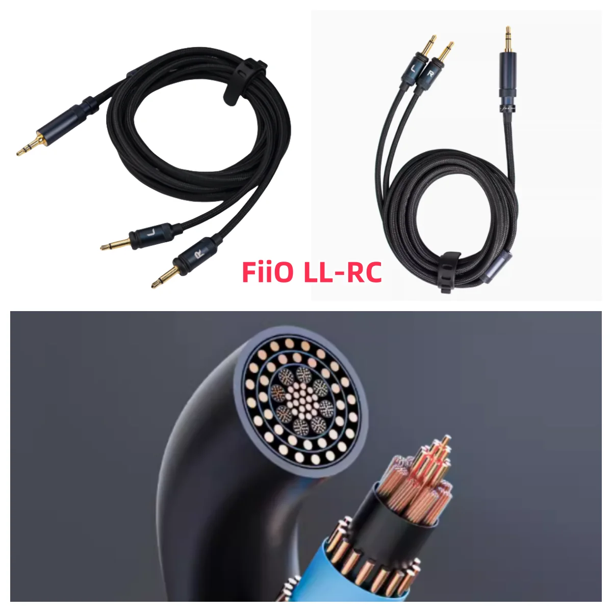 Câble de mise à niveau de prise casque interchangeable FiiO/LL-RC double 3.5mm, fil de cuivre monocristallin Guhe haute pureté