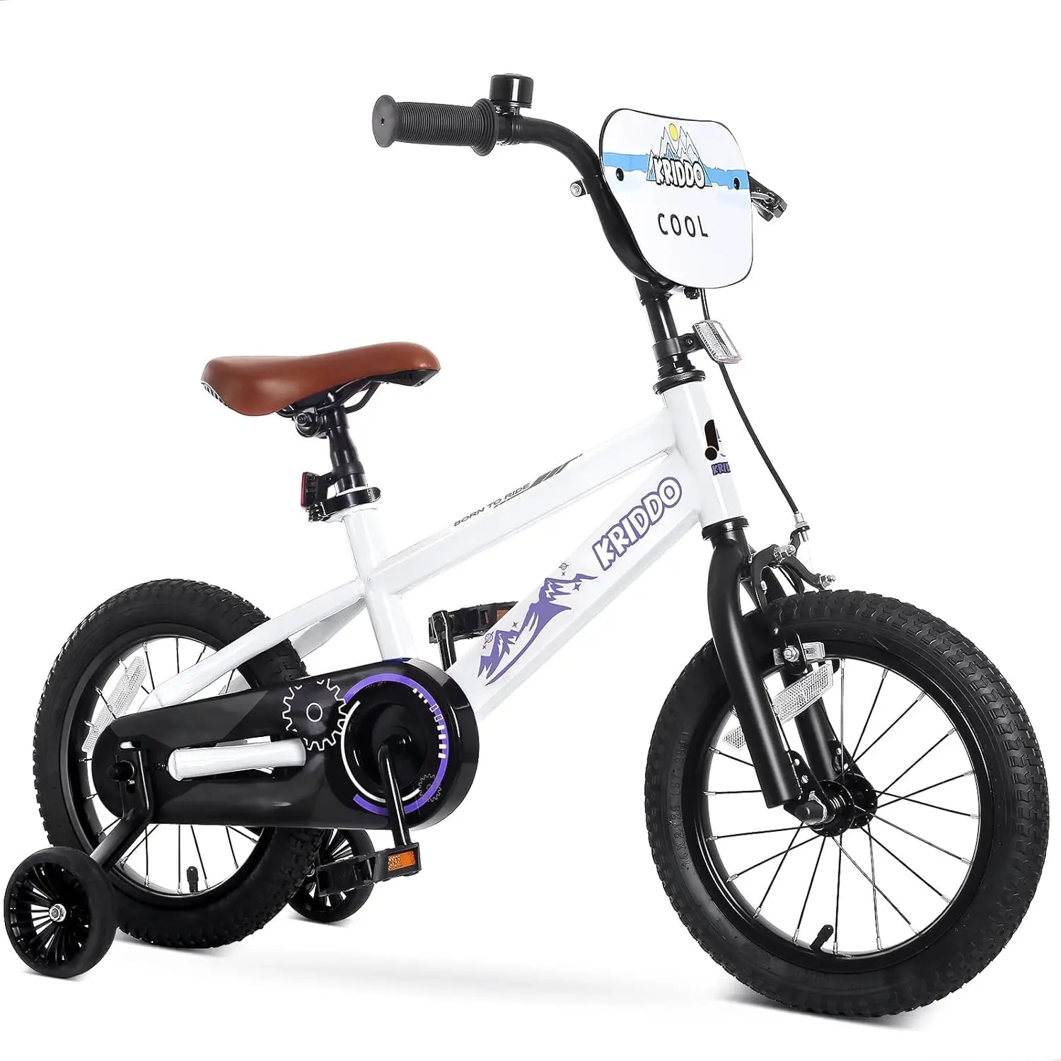 14-16 inch kinderfiets voor kinderen van 3-8 jaar, jongens- en meisjesfiets met afneembare zijwieltjes, fiets voor kinderen met handrem en coa