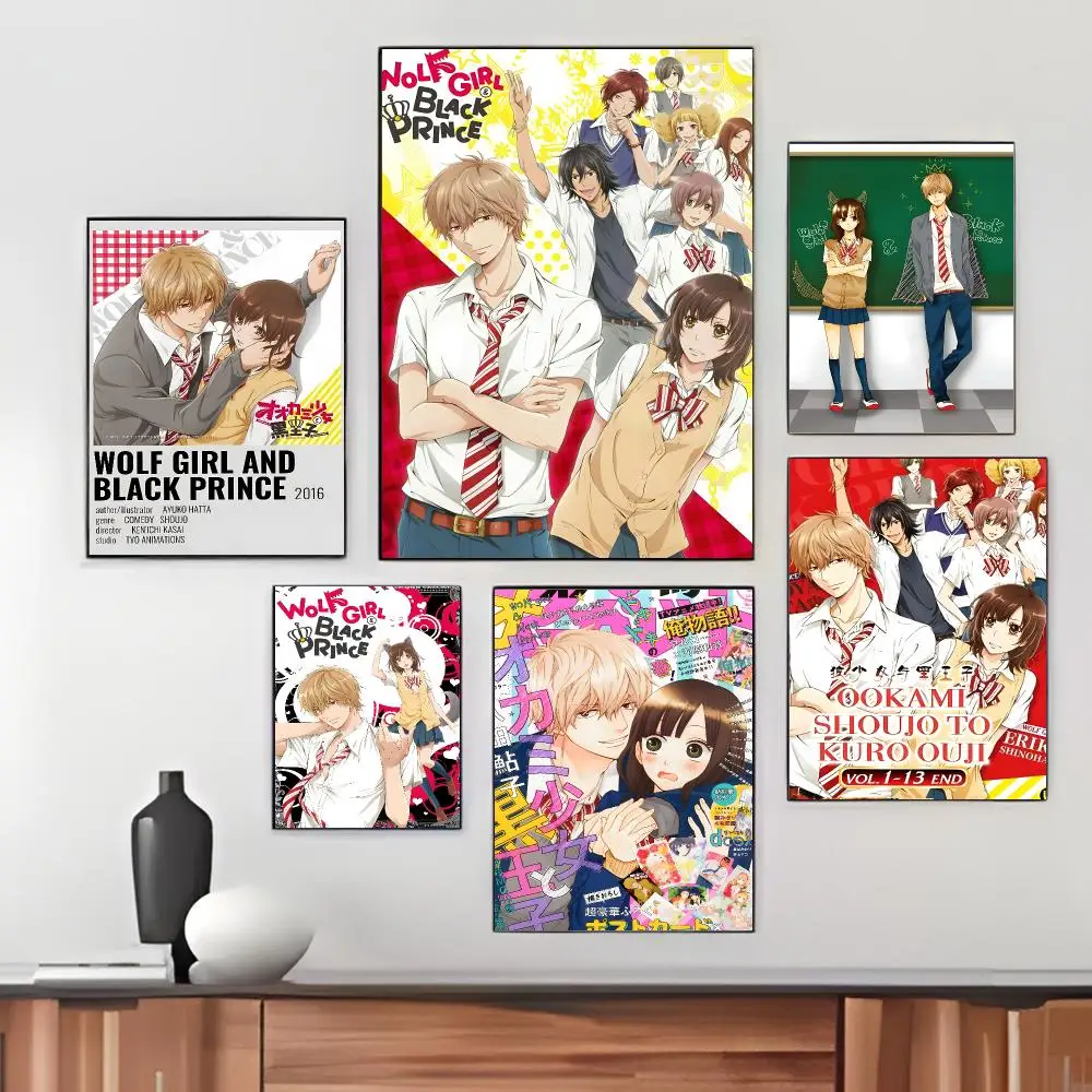 Shoujo Romance Anime W-Wolf Girl and Black Prince Poster Pegatina artistica HD autoadhesiva impermeable para salon dormitorio