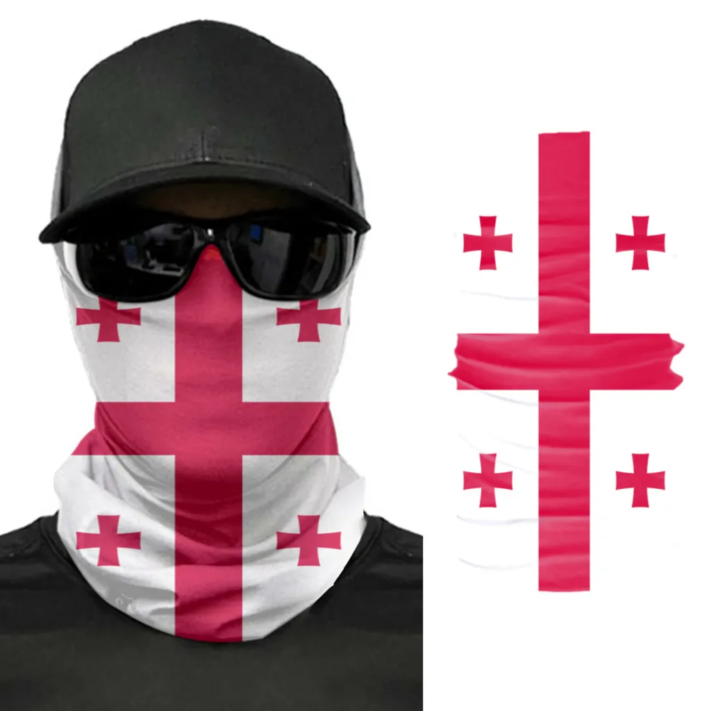 

2022 Georgia Flag Scarf Neck Face Mask Unisex Fashion Neck Warmer Seamless Bandana Headwear Cycling Hiking