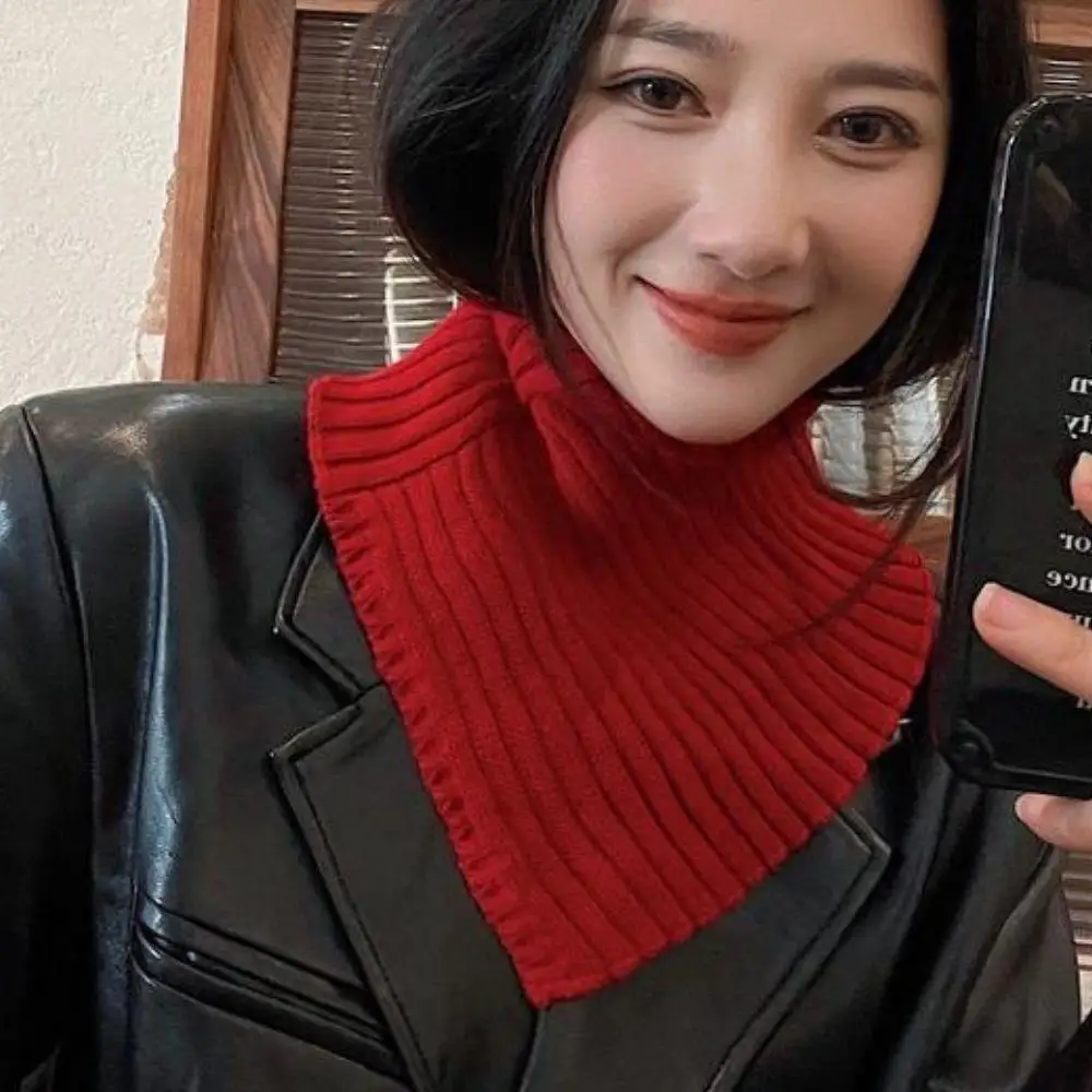 

Новая зимняя съемная хлопковая вязаная водолазка с воротником для женщин, ветрозащитная теплая защита шеи, модный треугольный шарф, утеплитель для шеи