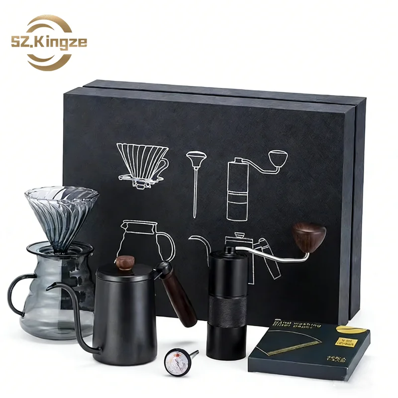 Complete Barista Tools Kit Classic Design 6-Piece Portable Camping Coffee Set For Brewing