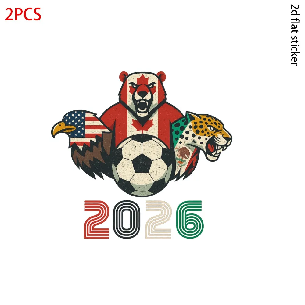 

Наклейка на автомобиль 3PS 2D с изображением футбола 2026 и логотипами животных, виниловая, всепогодная