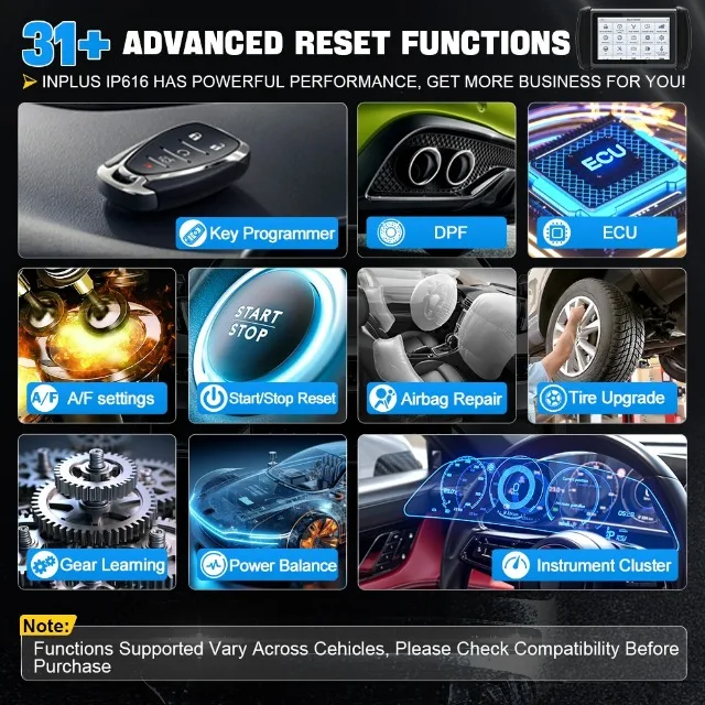For XTOOL InPlus IP616 All-System Automotive Scanner Free Lifetime Updates 31+ Reset Function Car Diagnostic Tool Built-in XTool