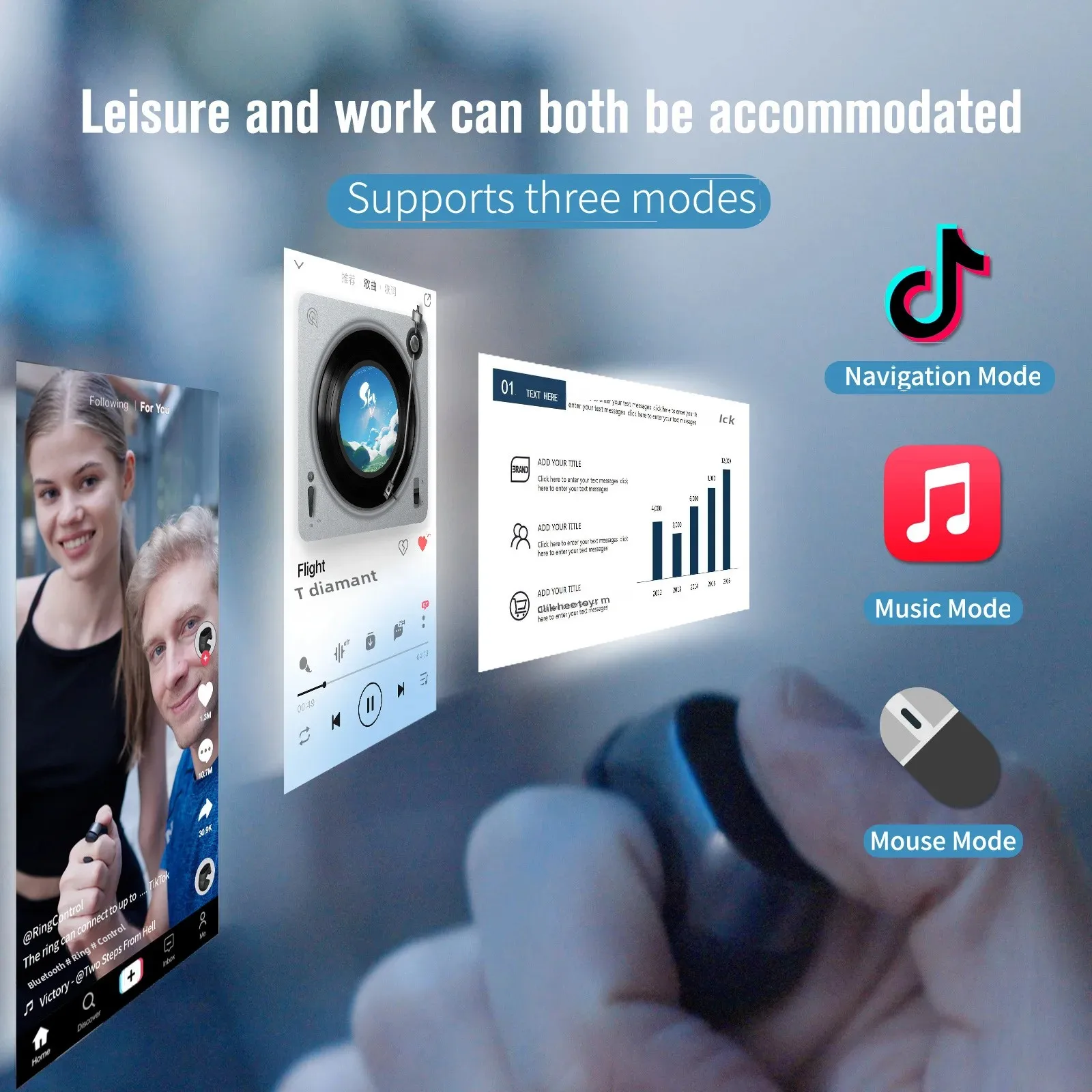 

Беспроводная перезаряжаемая Bluetooth-мышь-кольцо с тачпадом для планшетов, смарт-телевизоров и телефонов (контроллер для Kindle и видео)