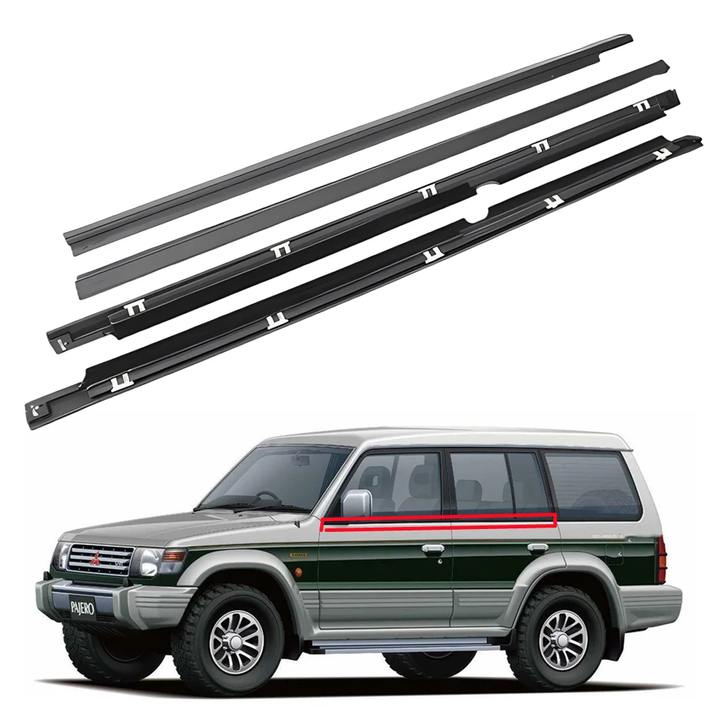 Window Glass Weatherstrip Side Door Outer Moulding Trim Window Moldings Weaterstrip Seals for Mitsubishi Pajero 89-99