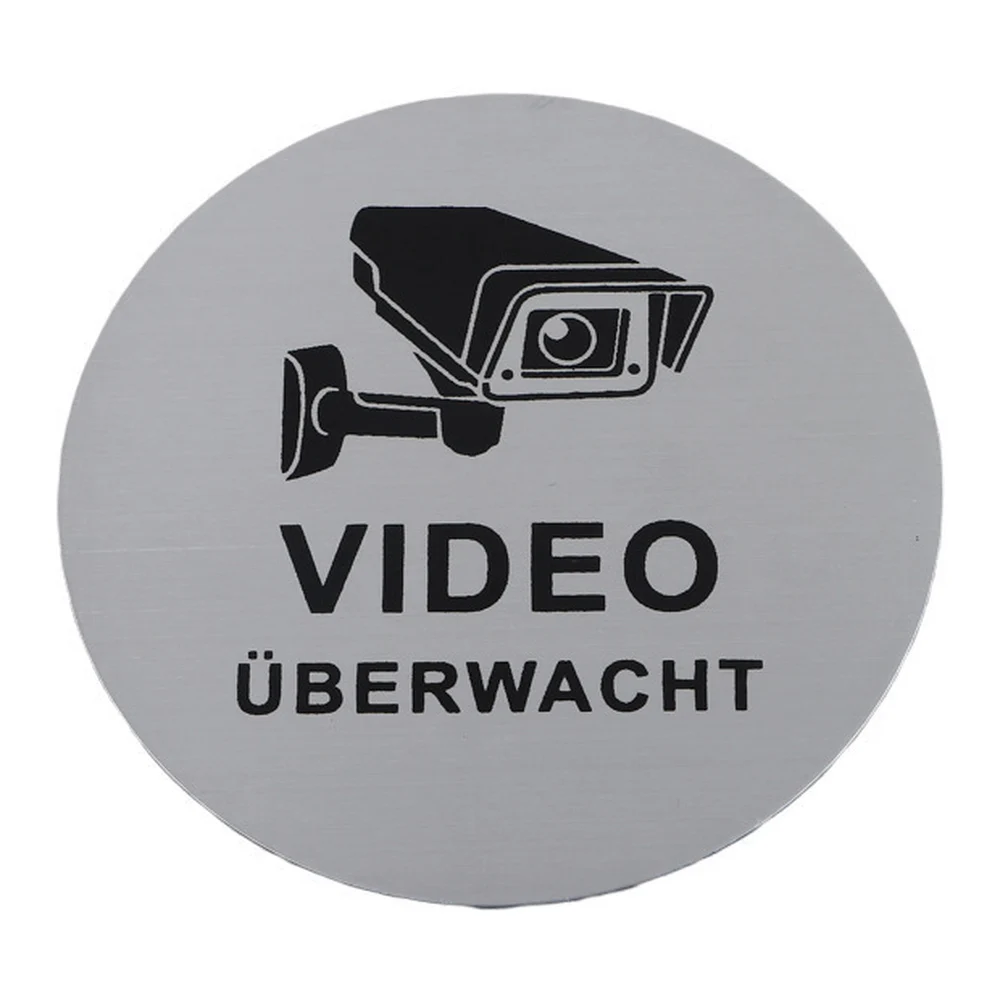 

1 шт./2 шт./4 шт. круглая форма видеознак маленький матовый алюминиевый видеознак предупреждающие знаки 10 см можно крепить на двери