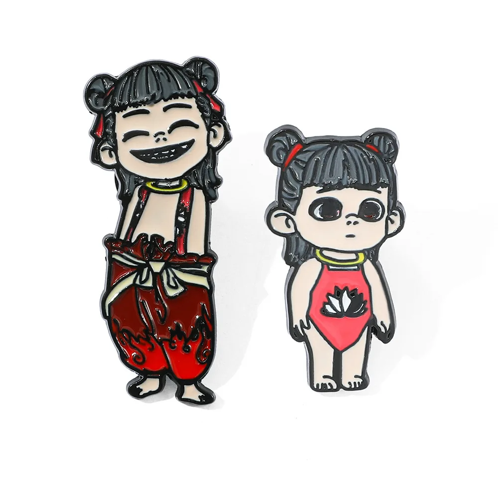 

1 Set China Anime Cute Cartoon Nezha Metal Badge Enamel Pin Enamelled Brooch Clothing Accessories Anime Pins Holiday Gifts