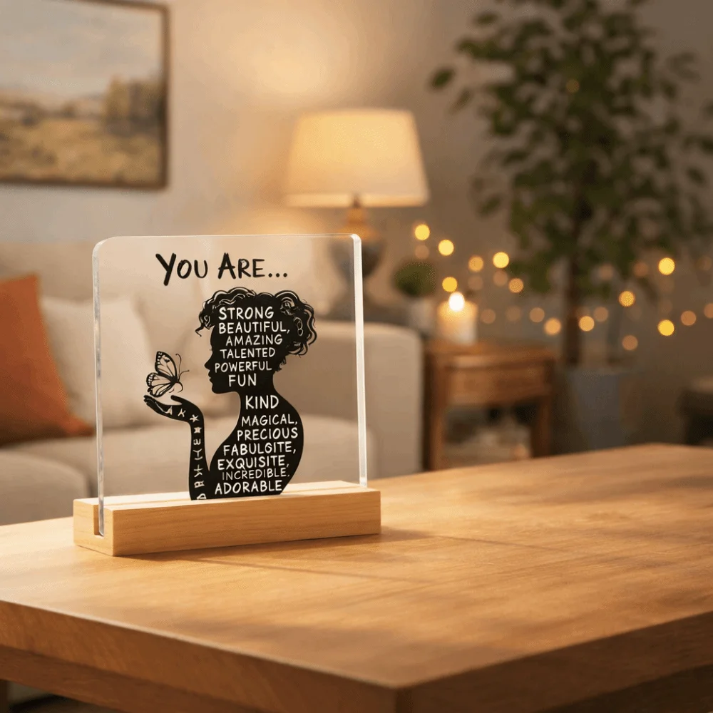 Fashion 2D Design Inspirational Plaque Clear Acrylic Gifts for Mum Ornaments Desktop Decoration Desk Decor