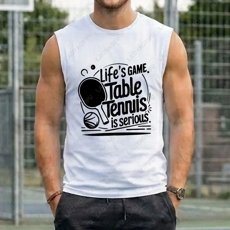 Men & Women's Fashion Ping Pong Graphic Tank Top 100% Cotton Sleeveless Vest Casual Streetwear Sports Outdoor Tops