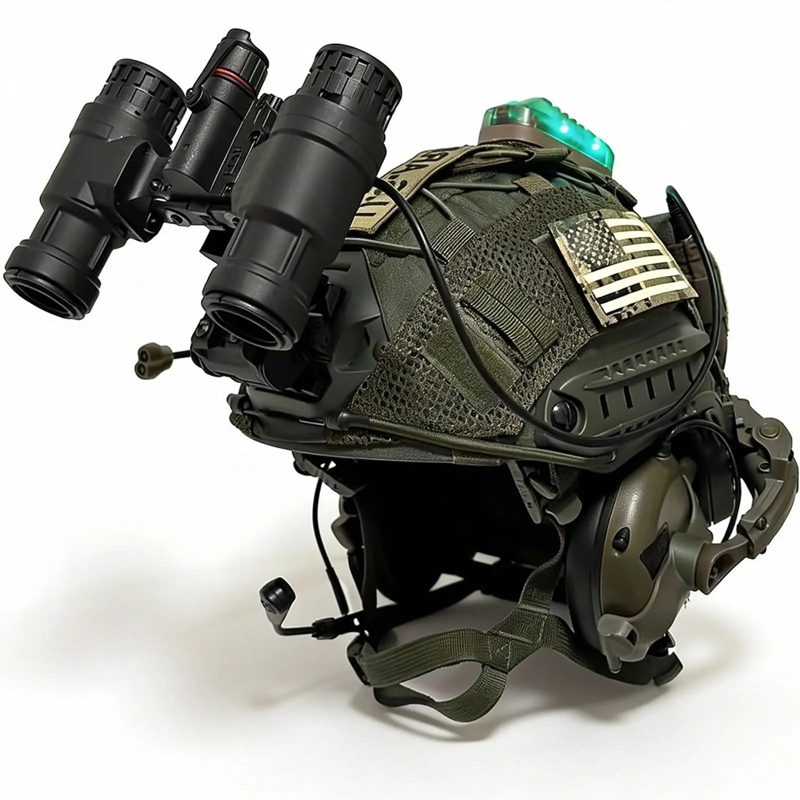 Tactical FAST Helmet Set Military Airsoft Bump Helmet 9-in-1 Set with Headphones Lighting for CS Paintball Outdoor Field Cosplay