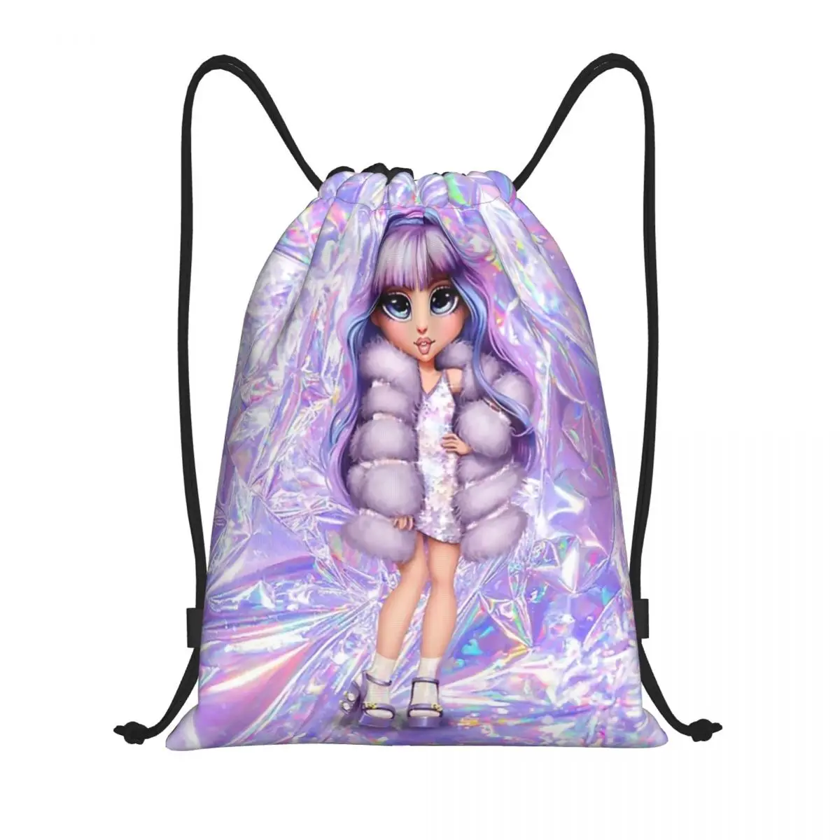 Custom Rainbow High Violet Willow With Purple Aluminum Drawstring Bag Men Women Lightweight Sports Gym Storage Backpack