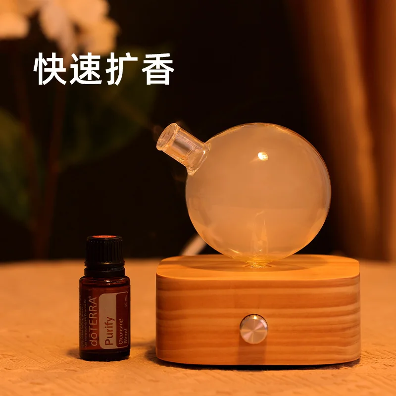 Essential Oil Wooden Aroma Diffuser Mute Automatic Aromatic Physiotherapy Instrument Log Glass Nebulizing Diffuser Waterles