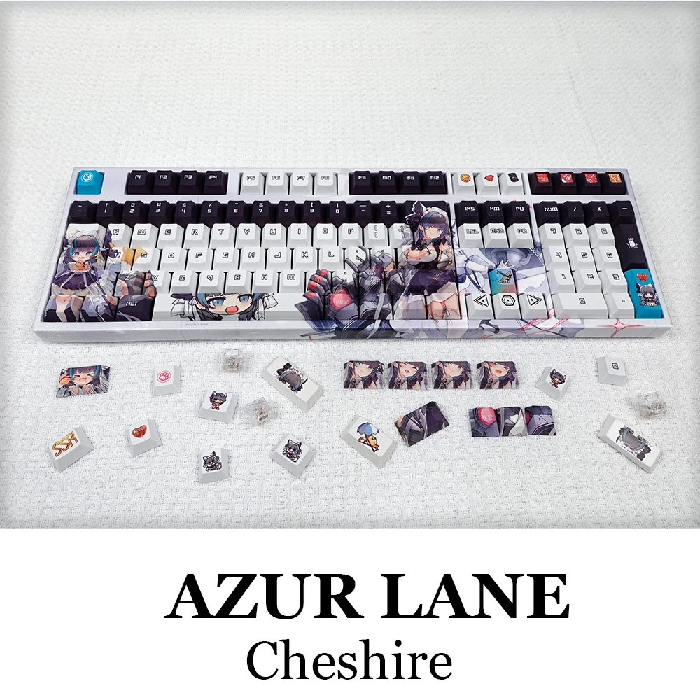 Game Azur Lane Cheshire Keycap Transparent Mechanical Keyboard Theme PBT 108 Keycaps Keyboard Accessories Desktop Products