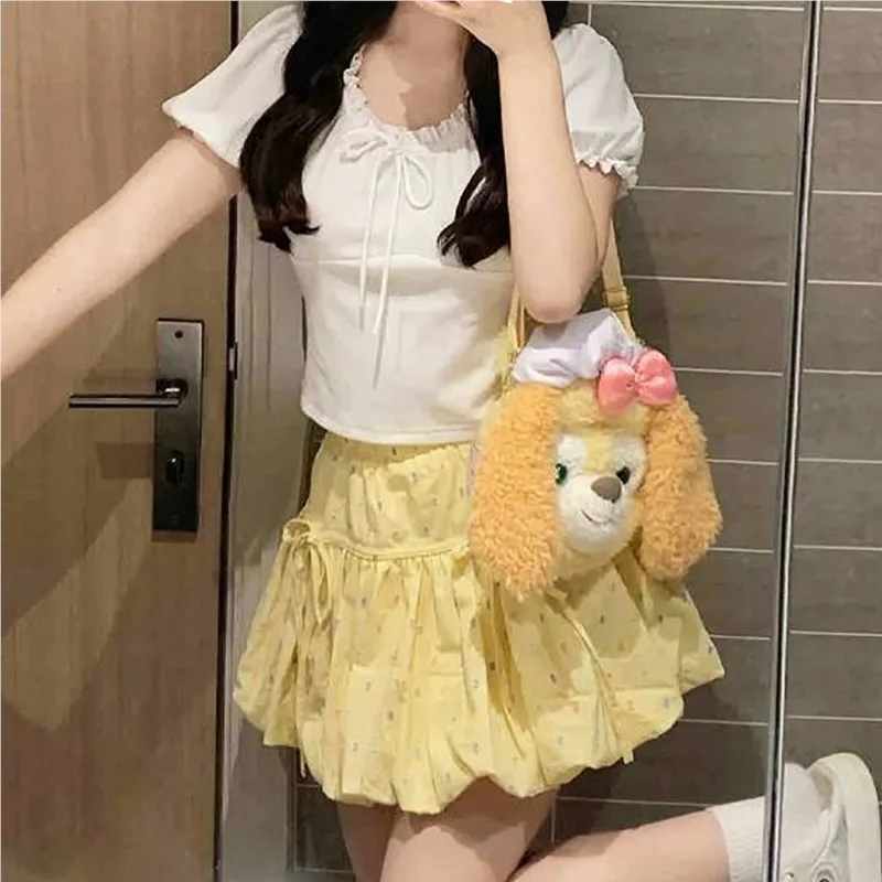 Y2k Fashionable Colorful Polka Dot High Waisted Flower Bud Dress Sweet Girls Retro Punk Harajuku Princess Skirts Women Clothes