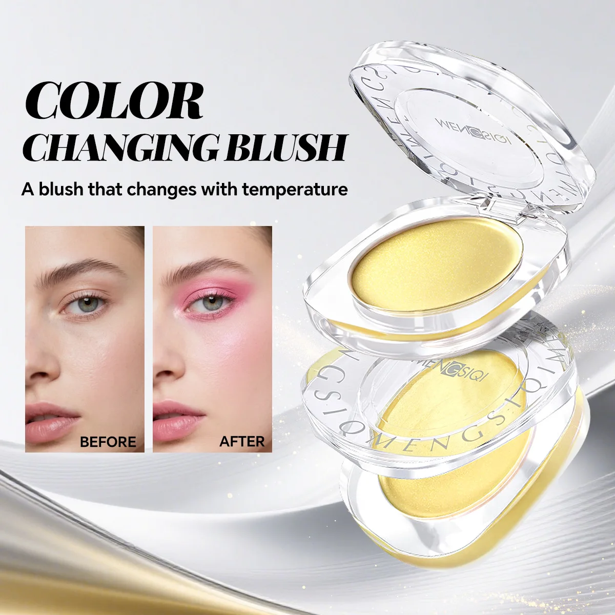Thai 3-in-1 Cheek-Eyes-Lips Gold Color-changing Blush Cream Enhances Long-lasting Complexion
