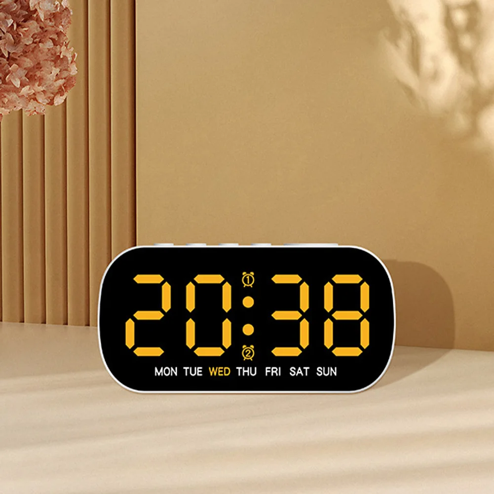 Electronic Alarm Clock Multi Functional LED Screen Display Digital Alarm Clock with Adjustable Brightness 12/24H Table Clock