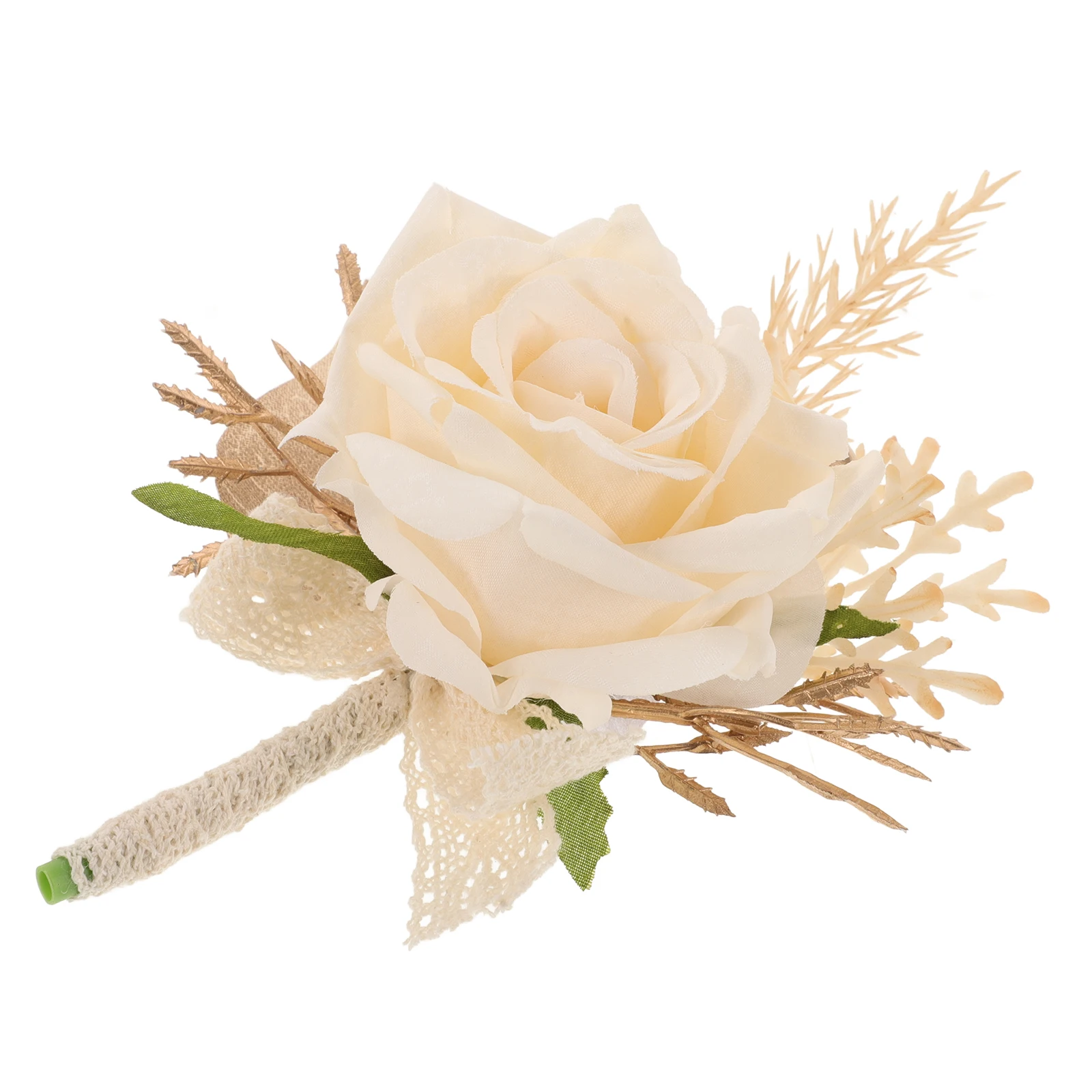 Rose Bouquet Brooch Silk Artificial Flower Set Wedding Prom Graduation Decor Bridal Wristlet Groom Lapel Pin Pocket