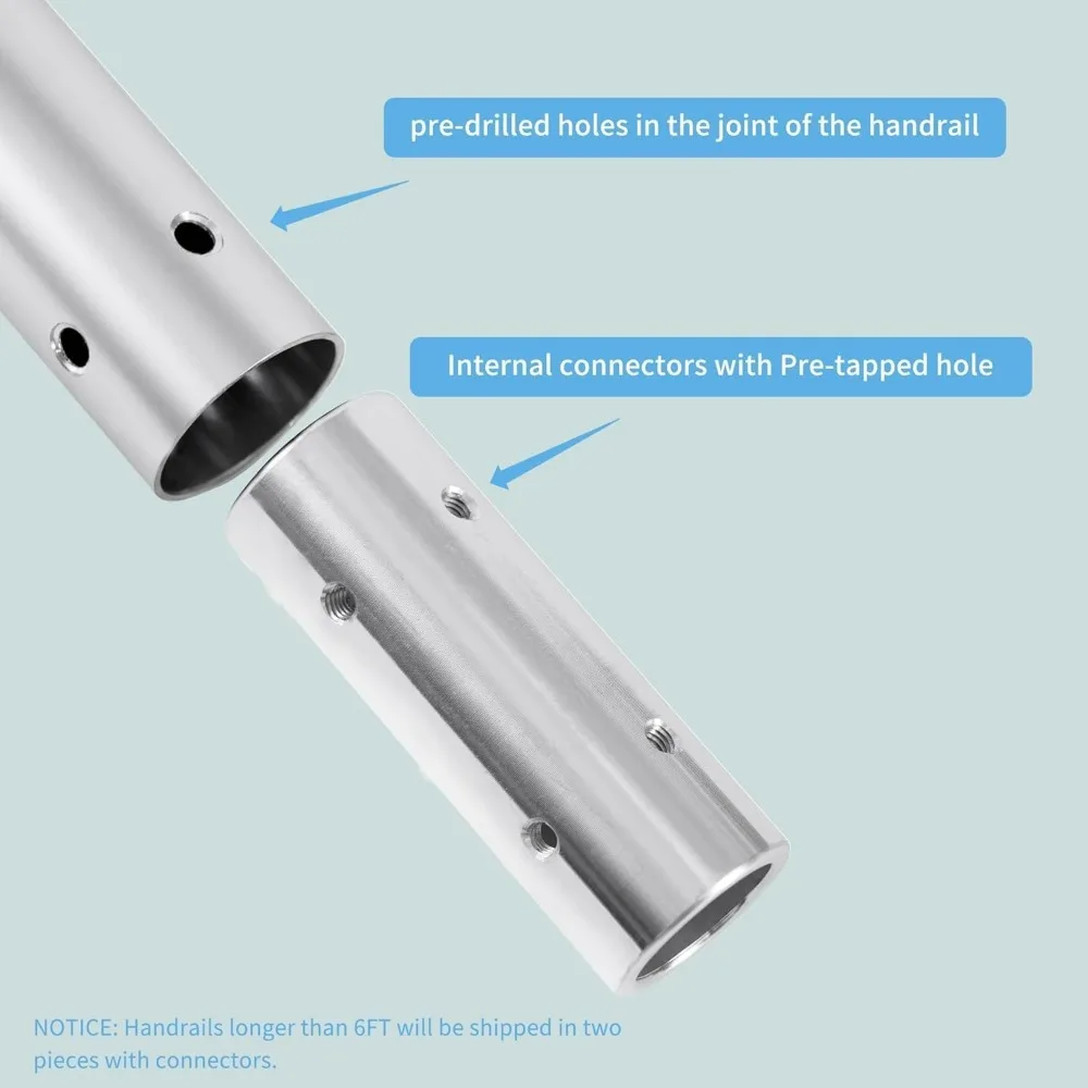 مجموعة درابزين سلالم داخلية حديثة من الألومنيوم بطول 11 قدم مع دعامات من سبائك الزنك للسطح والمنحدر والسلالم المثبتة على الحائط وSa المحسن #5