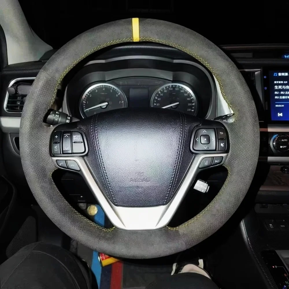 

Car Steering Wheel Cover Suede Leather Anti Slip For Toyota Highlander 2014 2015 2016 2017-2019 Steering-Wheel Cover Wrap