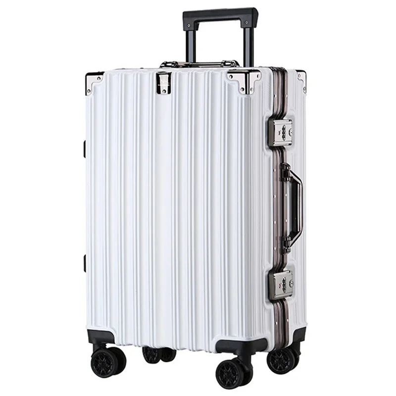 Groothandel Aluminium Frame Reis Trolley Bagage Grote Capaciteit Retro 20 Inch Universele Wielen Instappen Koffer Pakket Koffer Koffer