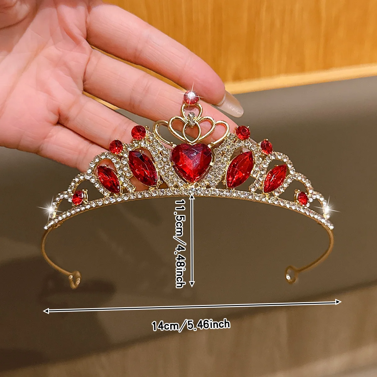 1 versatile, fashionable and elegant gold red crown suitable for daily hair accessories view 5
